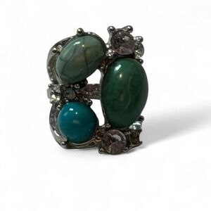 Mixed Green & Blue Stone Cluster‎ Statement Ring, Women's Size 7.5